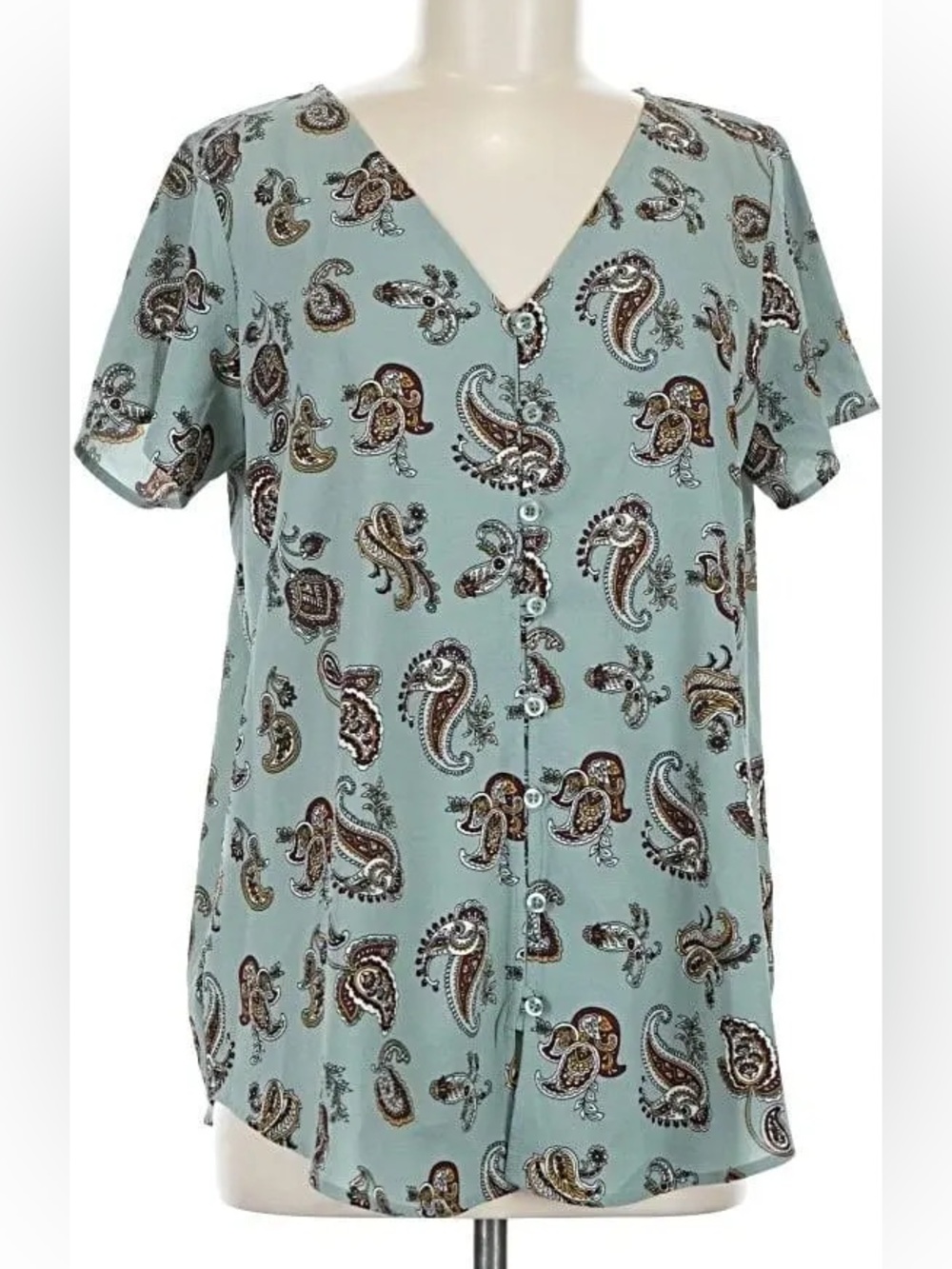 LuLaRoe Shannah Sage green Paisley Button-Front women’s blouse L NWT